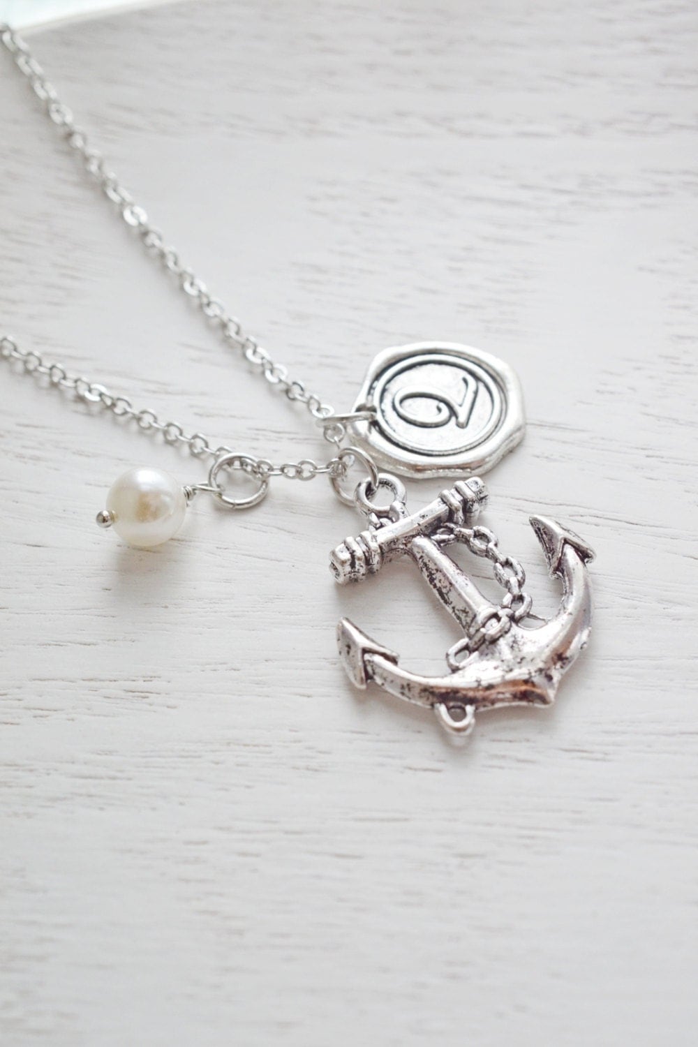 Silver Anchor Necklace Personalized Jewelry Bridesmaid