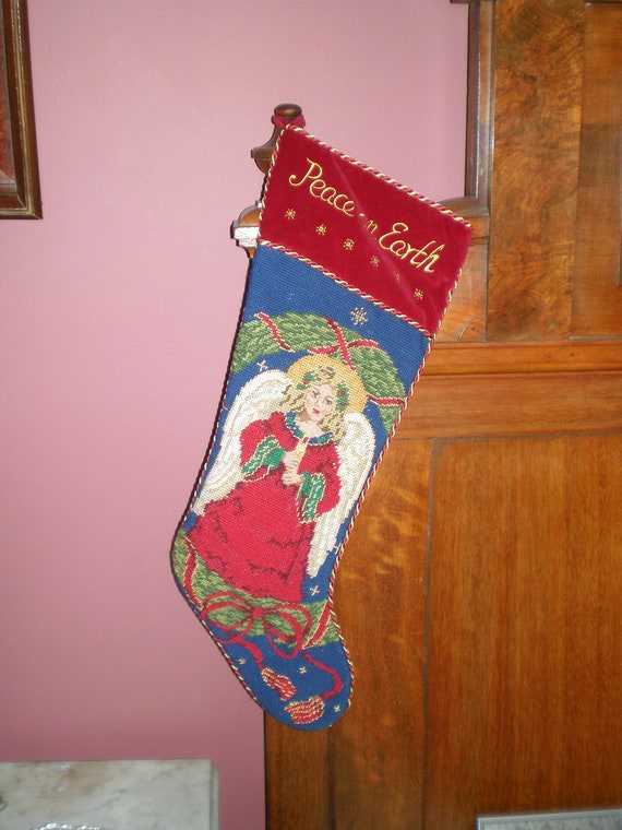 Needlepoint Angel Christmas Stocking 25 inch Last One