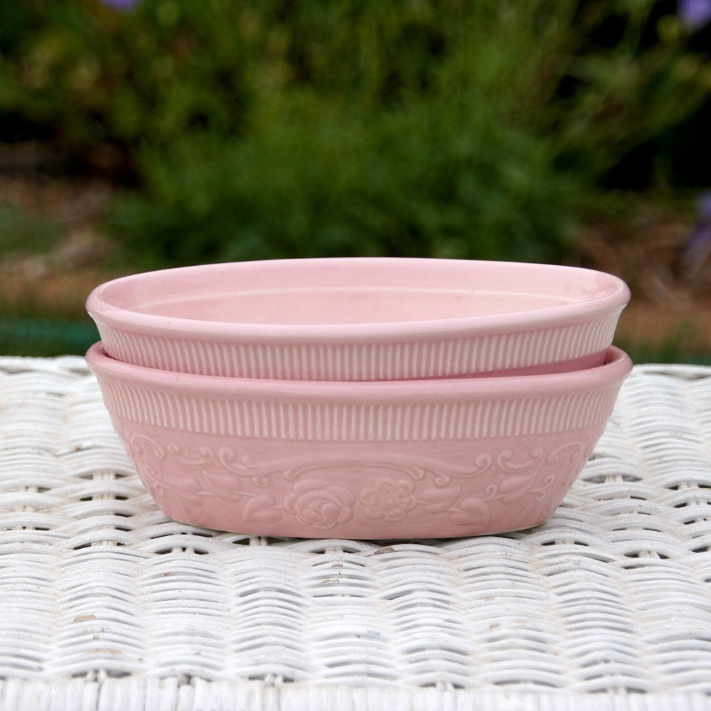 Pink OvenServe Bowls Vintage Taylor Smith Taylor Oval Bakers
