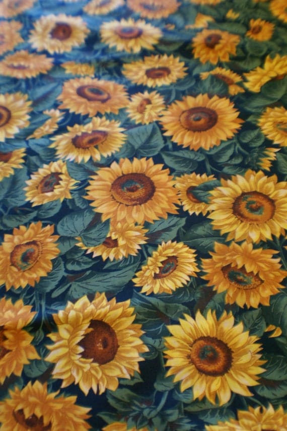 Sunflower Print Cotton Fabric by Joan Messmore