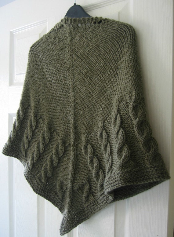 Shawl Knitting Pattern PDF Triangular Shawl with Cables