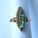 FABULOUS Antique Victorian Turquoise and Pearl 14K Ring