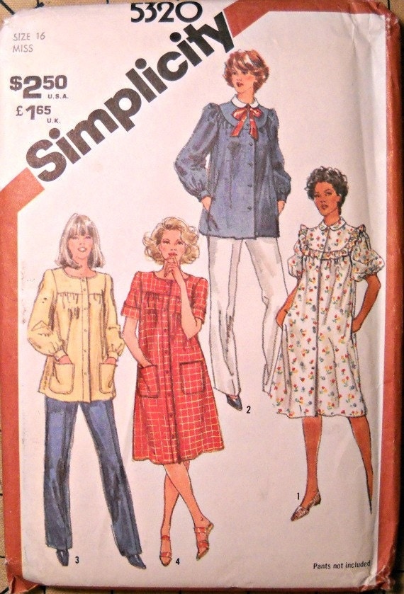 Simplicity 5320 Women's Smock Pattern Size 16 Vintage