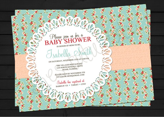Vintage Rustic Baby Shower or Bridal Shower Digital File YOU-PRINT Il_570xn