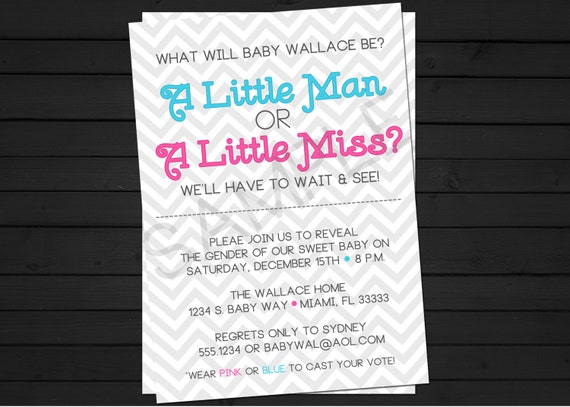 items similar to little mister or little miss gender reveal invitation