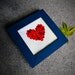 Home Decor Cute Navy Blue Framed Red Button Art Heart Nursery American Square Table Decoration