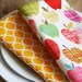 Cloth Napkins - Harvest Colored Apples with Yellow and White Circles - Back to School - Set of 2 Reversible Cloth