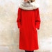 Vintage 1960s LILLI ANN Paris San Francisco red wool coat- 60s wool coat / fur collar - medium