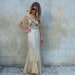 1930s sheer silk wedding dress - 30s museum quality Boardwalk Empire highly collectible hand embroidered champagne evening dress - medium
