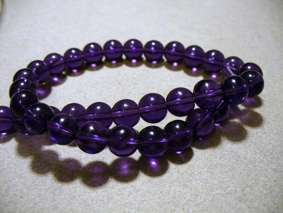 Glass Beads Dark Purple Round 8MM