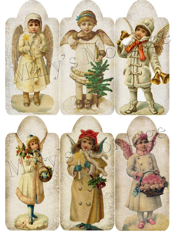 Items similar to Victorian Christmas Angel Tags Download & Print on Etsy