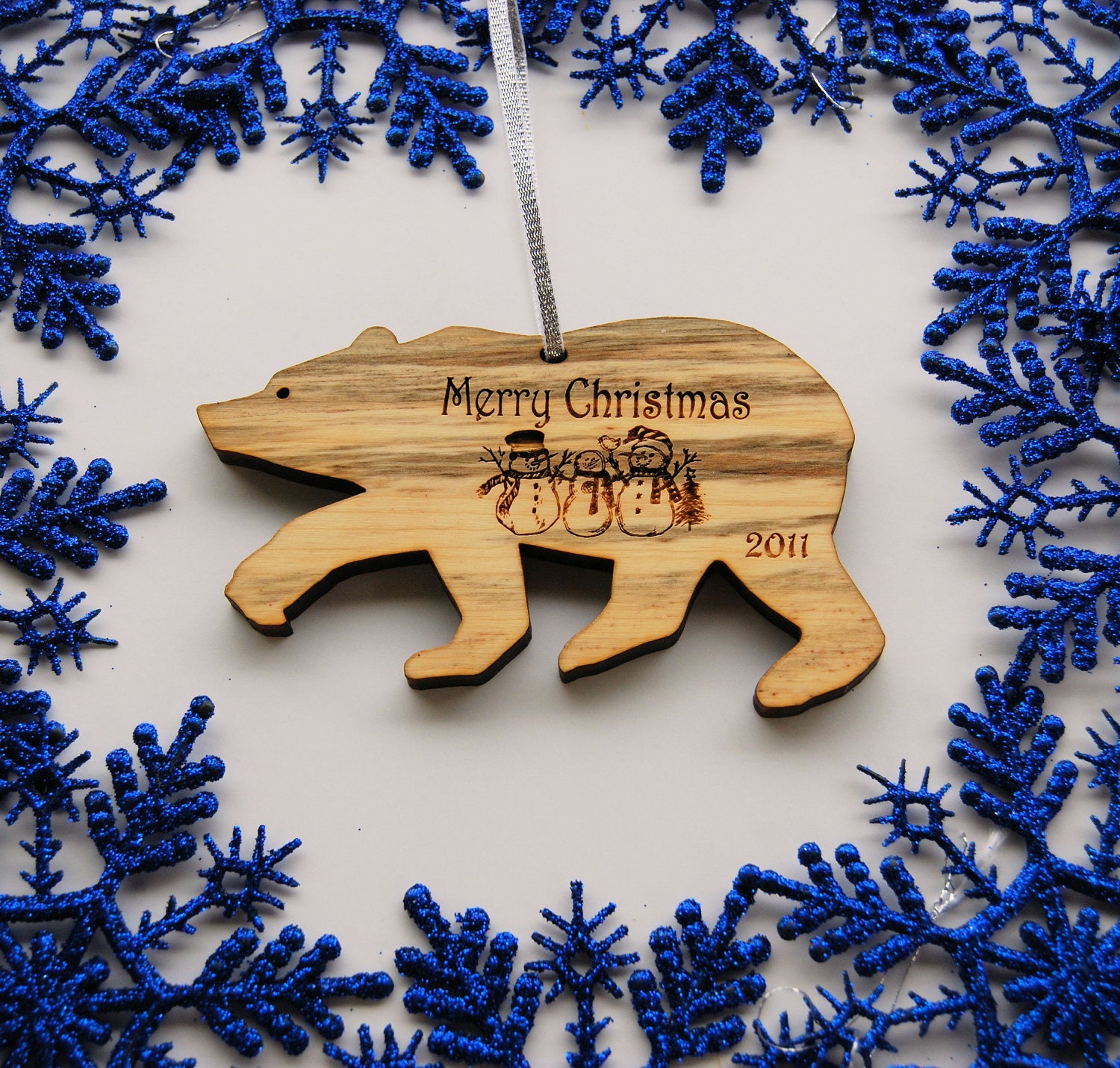 Seasonal Wood Bear Holiday Christmas Tree Ornament