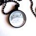 Totoro 1 inch round glass anime pendant black necklace on 2.4 mm ball chain