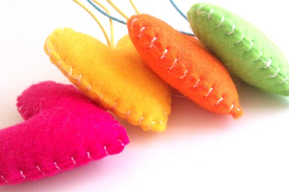 Wedding/party Hearts Decorations - yellow, orange, green, pink - Set of 4 - Ornaments/favors/decor/gifts Il_570xn