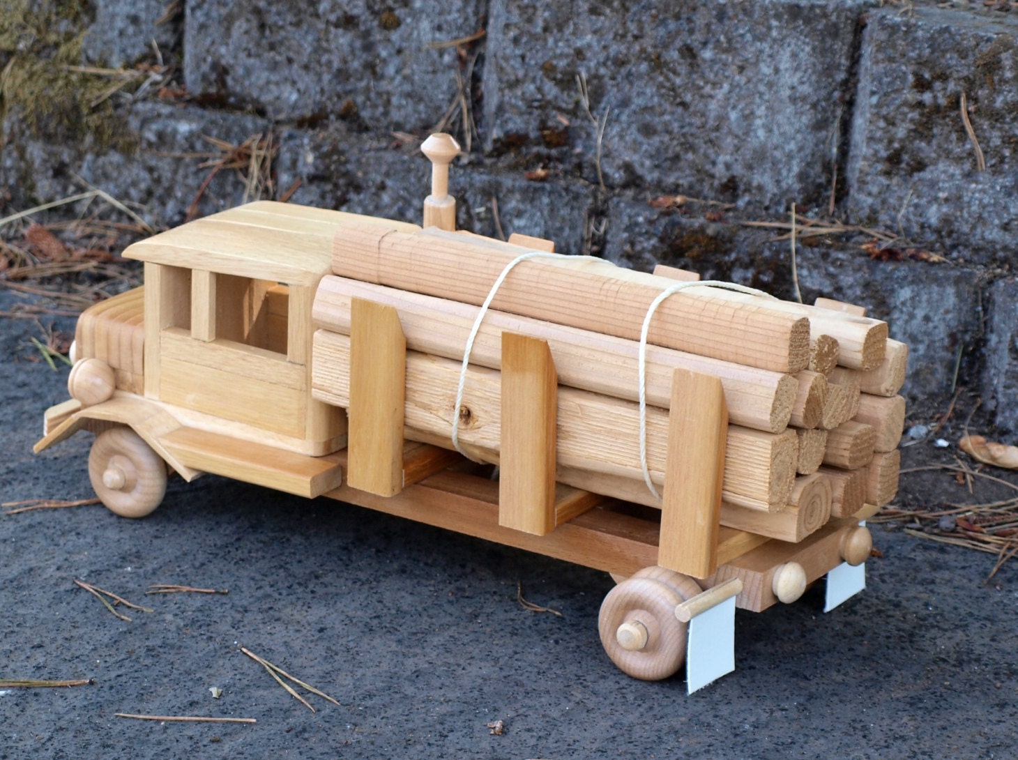 wooden log truck