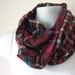 Cotton Plaid Infinity Scarf Double Sided Fabric in Fuchsia, Brown Teal Fall Fashion Scarf for Men and Women