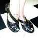Vintage Black heels )( Jill of all Trades )( 70s does 40s Penaljo peep toe sling back sandles size 9