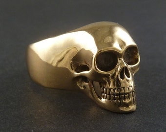 Statement Ring - Skull Ring - Bronze Human Skull Ring