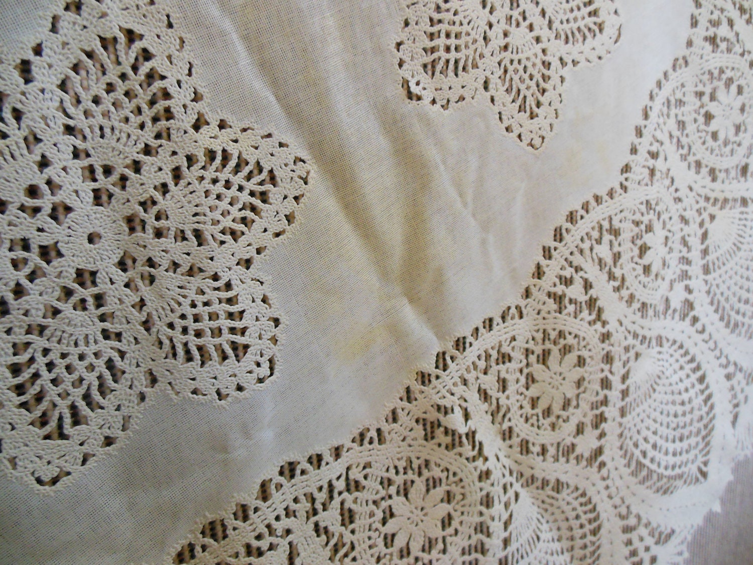 Vinyl Plastic Lace Tablecloth 60 Round Crocheted Look