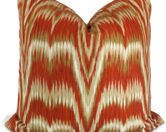 Schumacher Cinnabar Kamalia Ikat Decorative Pillow Cover, Throw pillow, Accent pillow, Toss pillow