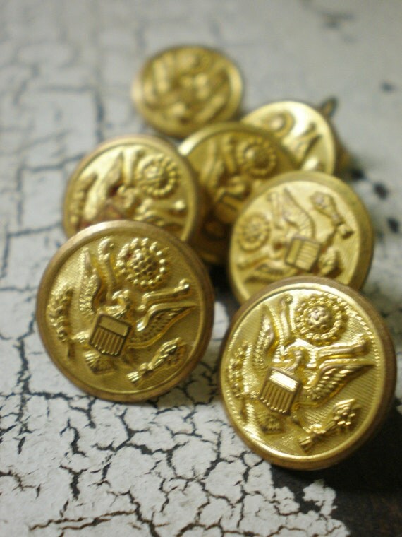Vintage Brass Buttons Waterbury Antique Eagle Federal Seal 8