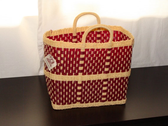 plastic woven basket bag