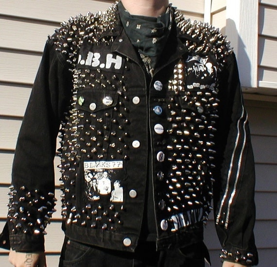 Items similar to Mens Studded Punk Denim Jacket Vest DIY on Etsy