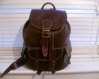 brown leather backpack Unisex