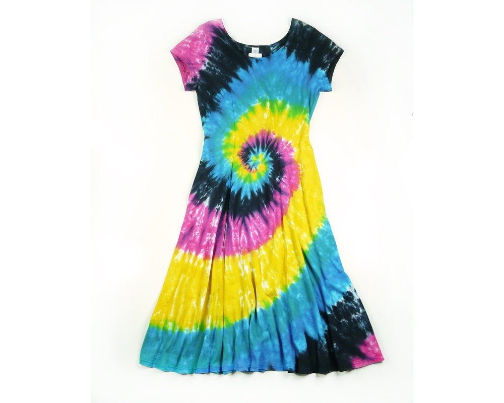 pink and yellow tie dye dress