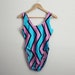 80s Reebok Zig Zag Bathing Suit. Turquoise and Pink Retro Swimsuit. Size Medium.