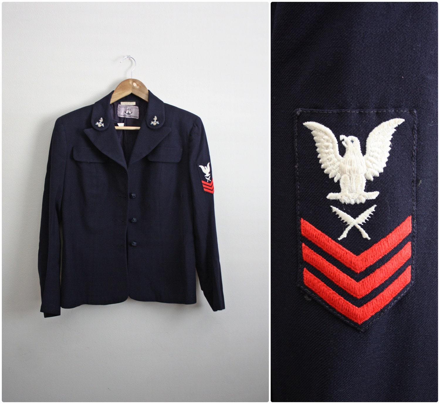 Vintage US Navy Uniform Jacket. Womens tailored Military