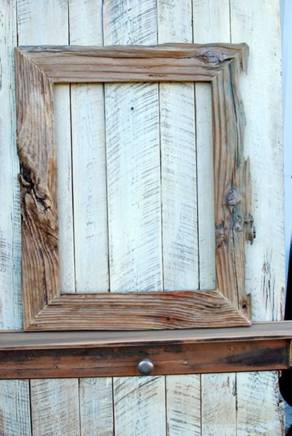 18x24 Rustic driftwood reclaimed wood picture frame by oldlikenew