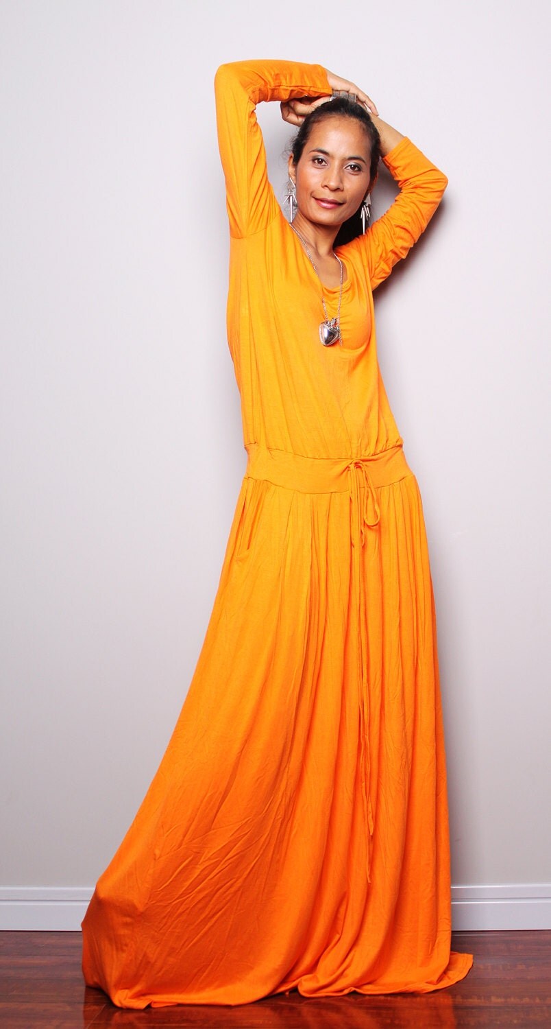 orange cotton maxi dress