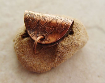 Etched Copper Pendant Bail, .875" x .5", Hearts