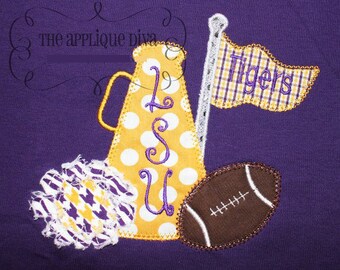Fall Cheer with Football Embroidery Design Machine Applique
