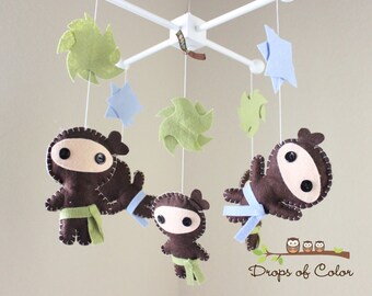 Baby Crib Mobile - Baby Mobile - Ninja Mobile - Boy Mobile "Ninjas Under Attack Mobile" (You can pick your colors)