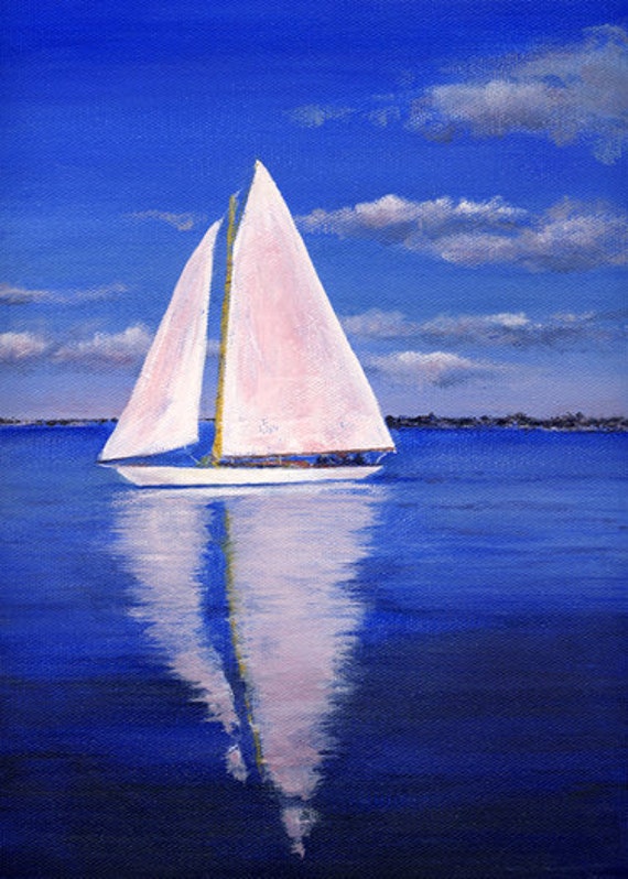 painting sailboat acrylic canvas paintings sailboats seascape water paint drawing boat sail sailing landscape painted colors sky sunny waterscape cool