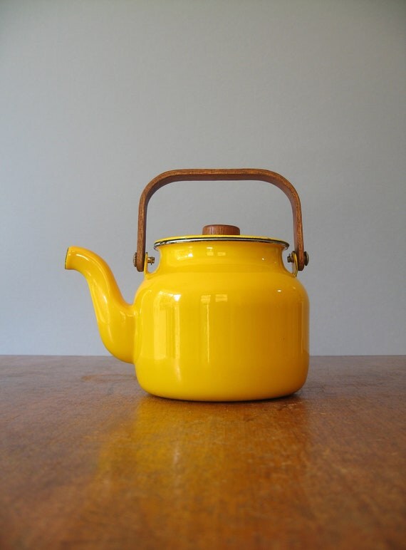 Mid Century Scandinavian Style Enamel Teapot