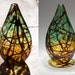 Earthy Green and Amber Teardrop Vase with Ruby Random Wrap