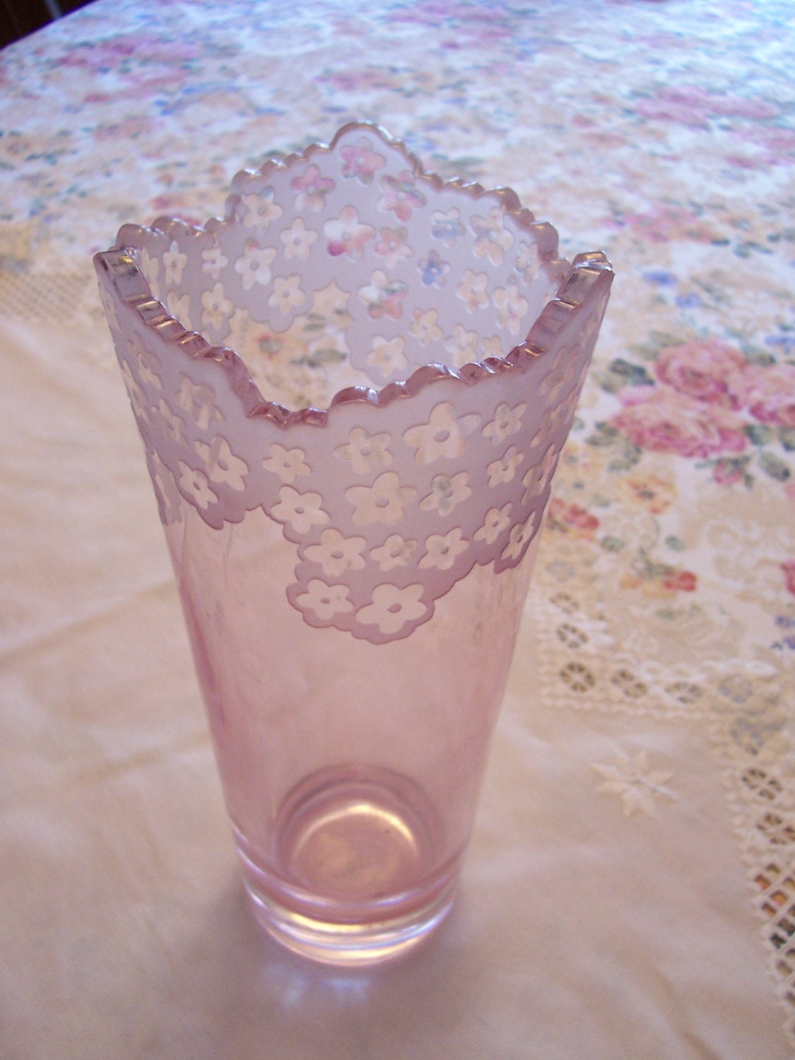 Vintage Pink Vase Galway Irish Crystal Pink Vase