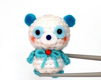 Blue Panda BBQ MochiQtie amigurumi - Crochet amigurumi Mochi size mini toy doll