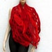 Nuno felted scarf Shawl silk and wool Handmade - red ruffle