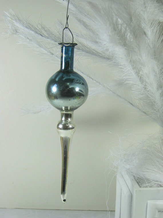 Vintage Mercury Glass Ornament Tree Topper Christmas Silver