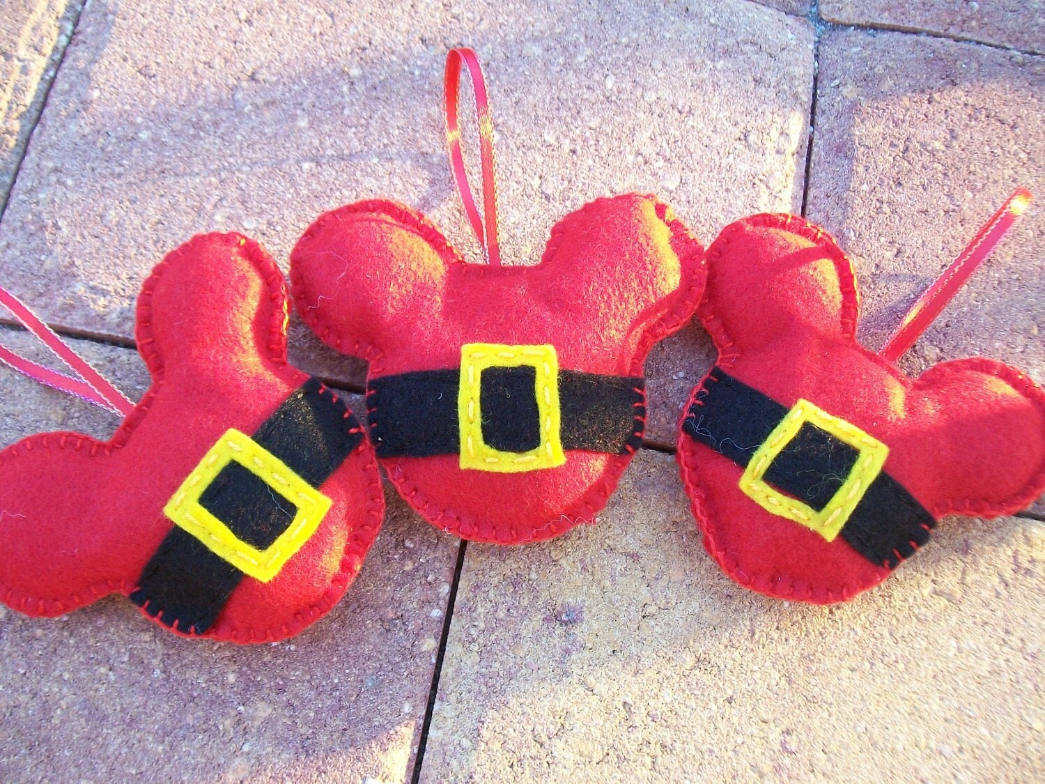 Mickey mouse felt ornament set of 3 by BellisimaSofia on Etsy