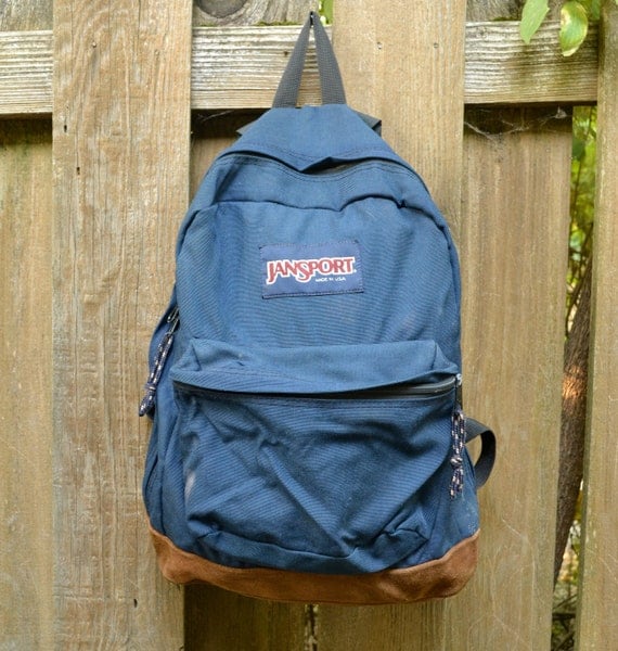 Classic Blue Jansport Backpack with Leather Bottom