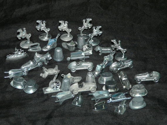 Large Lot 42 Monopoly Pewter Tokens Board Game Parts Pieces