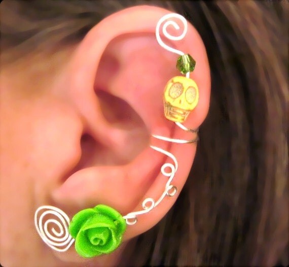 Non Pierced Ear Cuff  Halloween Muertos by ArianrhodWolfchild