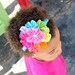 Rainbow Satin Cluster Headband Photo Prop on Elastic with Rhinestones. Pink, blue, yellow, purple. Newborn, Baby, Toddler, Girl, Adult