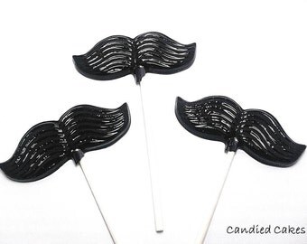 10 MUSTACHE LOLLIPOPS - Hard Candy Lollipops