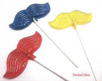 100 MUSTACHE LOLLIPOPS - Hard Candy Lollipops